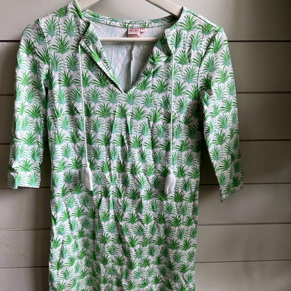 Persifor 3/4 Sleeve Palm Print Dress XS